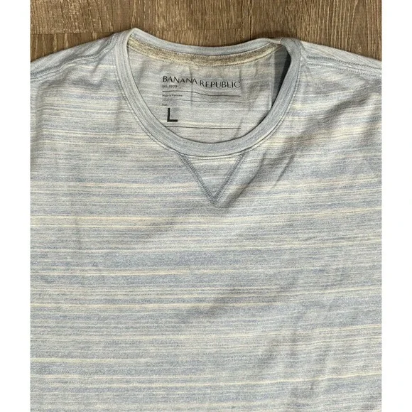 Banana Republic Shirt Men's Large Sky Blue Tri Blend Tee Solid Crew Neck T-Shirt - Picture 7 of 8
